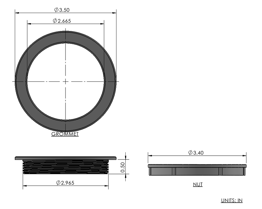 Boat Gunnel Rod Holder 3 Inch Trim Ring / Grommet