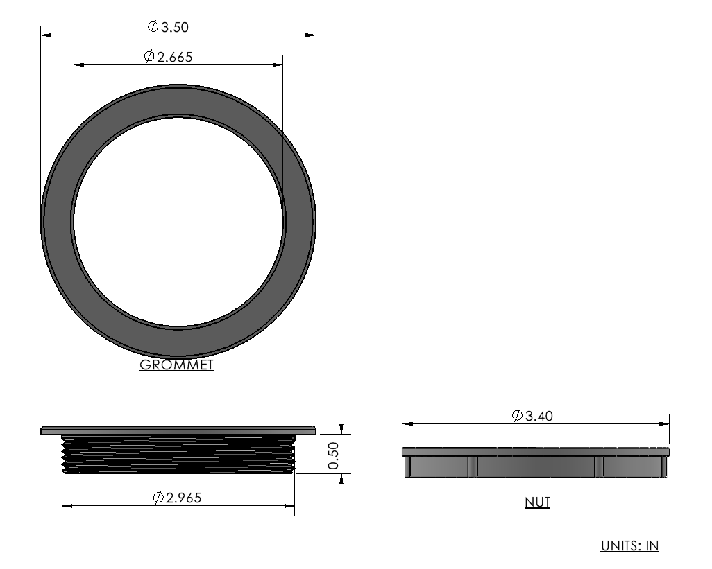 Boat Gunnel Rod Holder 3 Inch Trim Ring / Grommet