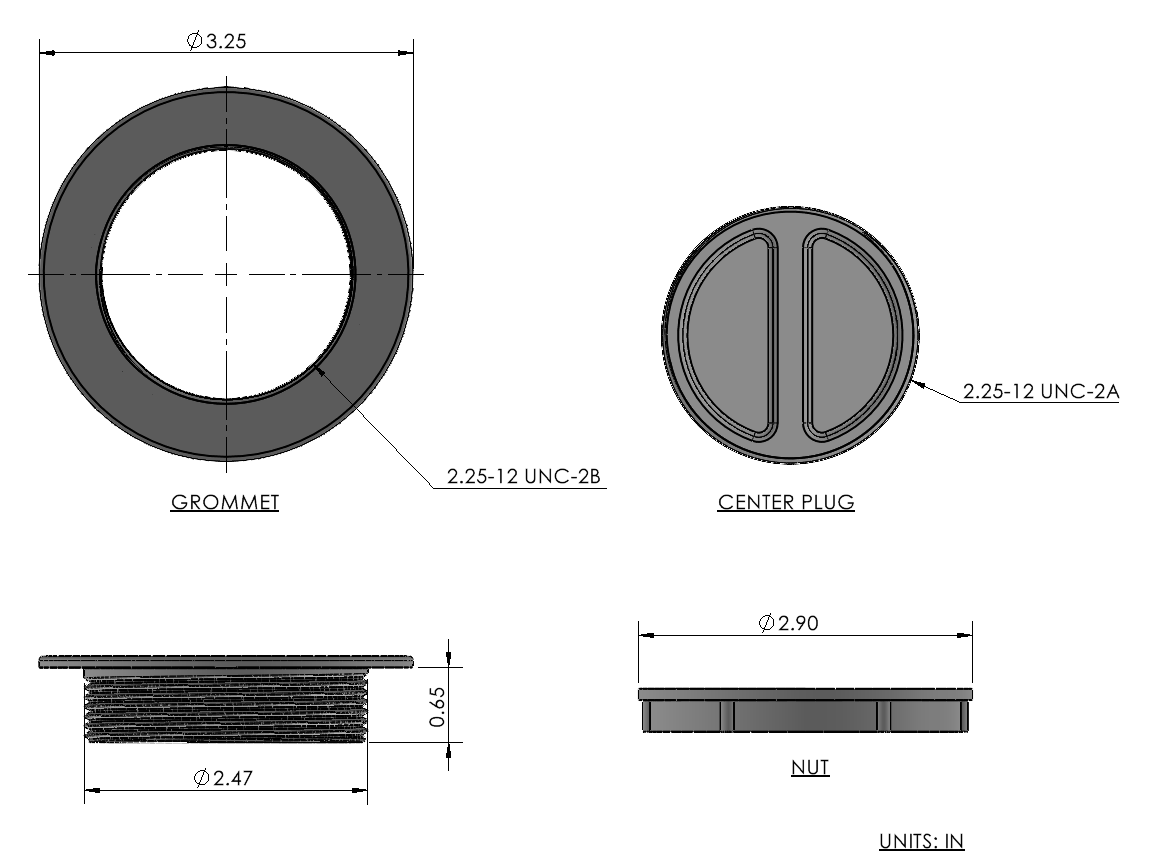 2.5” Boat Gunnel Rod Holder Trim Ring Grommet Replacement White PETG Marine Fastenerless
